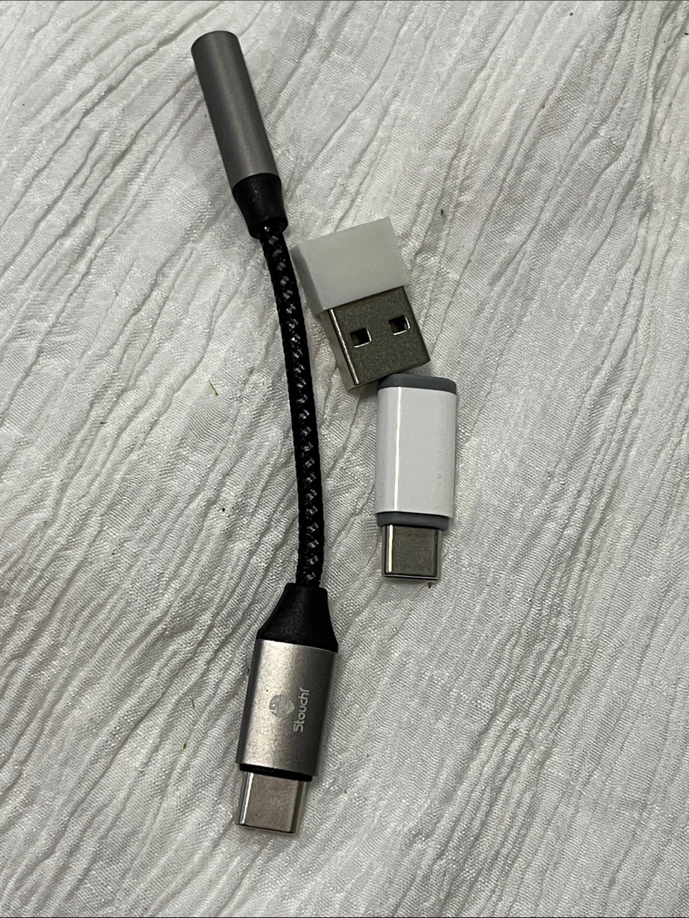 Silver/Black Braided USB-C Charging & Adapter Cable -